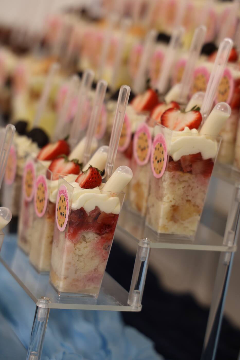 Strawberry dessert cups with milk shots